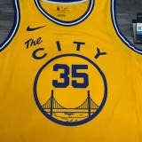 NBA New Season Men Golden State Warriors the City Yellow #35 DURANT Jersey High Quality Name and Number Print