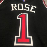 NBA Men Chicago Bulls Black #1 ROSE Jersey High Quality Name and Number Print
