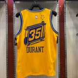 NBA New Season Men Golden State Warriors the City Yellow #35 DURANT Jersey High Quality Name and Number Print