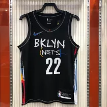 NBA Men Season 2021 Brooklyn Nets Black City #22 LEVRET Jersey High Quality Name and Number Print