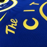 NBA Men Season 2021 Golden State Warriors the City Blue #11 THOMPSON Jersey High Quality Name and Number Print