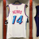 NBA Men Miami Heat White City #14 HERRO Jersey High Quality Name and Number Print