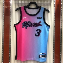 NBA Men  Season 2021 Miami Heat City Gradient color #3 WADE Jersey High Quality Name and Number Print