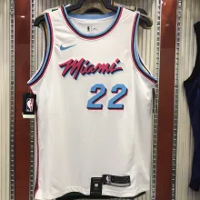 NBA Men Miami Heat White City #22 BUTLER Jersey High Quality Name and Number Print