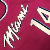 NBA Men Miami Heat Pink City #14 HERRO Jersey High Quality Name and Number Print