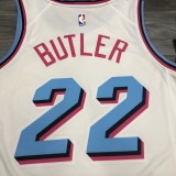 NBA Men Miami Heat White City #22 BUTLER Jersey High Quality Name and Number Print