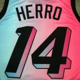 NBA Men  Season 2021 Miami Heat City Gradient color #14 HERRO Jersey High Quality Name and Number Print