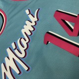 NBA Men Miami Heat Blue City #14 HERRO Jersey High Quality Name and Number Print