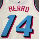 NBA Men Miami Heat White City #14 HERRO Jersey High Quality Name and Number Print