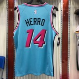 NBA Men Miami Heat Blue City #14 HERRO Jersey High Quality Name and Number Print
