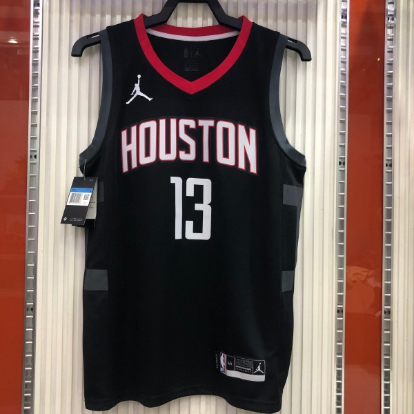 NBA Men Season 2021 Houston Rockets Black with Jordan Logo #13 HARDEN Jersey High Quality Name and Number Print