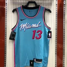 NBA Men Miami Heat Blue City #13 ADEBAYO Jersey High Quality Name and Number Print