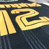 NBA Men Season 2021 Memphis Grizzlies Black City with White Lines #12 MORANT Jersey High Quality Name and Number Print