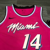 NBA Men Miami Heat Pink City #14 HERRO Jersey High Quality Name and Number Print