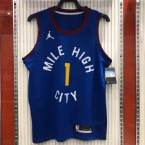 NBA Men Season 2021 Denver Nuggets Blue City #1 PORTER JR Jersey with Jordan Logo High Quality Name and Number Print
