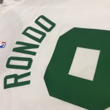 NBA Boston Celtics Retro White with Green Name #9 RONDO Jersey High Quality Name and Number Print