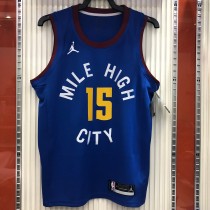 NBA Men Season 2021 Denver Nuggets Blue City #15 JOKIC Jersey with Jordan Logo High Quality Name and Number Print