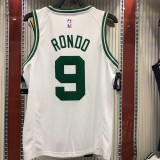 NBA Boston Celtics Retro White with Green Name #9 RONDO Jersey High Quality Name and Number Print