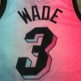 NBA Men  Season 2021 Miami Heat City Gradient color #3 WADE Jersey High Quality Name and Number Print