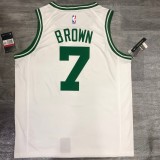 NBA Boston Celtics Retro White with Green Name #7 BROWN Jersey High Quality Name and Number Print