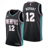 NBA Men Season 2021 Memphis Grizzlies Black Retro #12 MORANT Jersey High Quality Name and Number Print