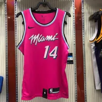NBA Men Miami Heat Pink City #14 HERRO Jersey High Quality Name and Number Print