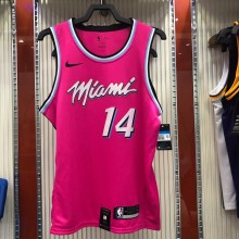 NBA Men Miami Heat Pink City #14 HERRO Jersey High Quality Name and Number Print