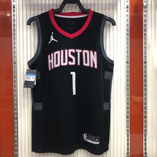 NBA Men Season 2021 Houston Rockets Black with Jordan Logo #1 McGRADY Jersey High Quality Name and Number Print