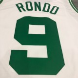 NBA Boston Celtics Retro White with Green Name #9 RONDO Jersey High Quality Name and Number Print