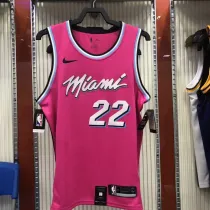 NBA Men Miami Heat Pink City #22 BUTLER Jersey High Quality Name and Number Print
