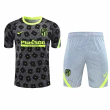 New 2021 At Madrid Black Training Set--Short sleeve and Short Pant Training Tracksuit