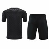 New 2021 Juventus Black Training Set--Short sleeve and Short Pant Training Tracksuit
