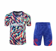 New 2021 Barcelona Red, Blue and Yellow Training Set--Short Sleeve and Short Pant Training Tracksuit