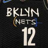NBA Men Season 2021 Brooklyn Nets Black City #12 HARRIS Jersey High Quality Name and Number Print