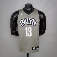 NBA Men New Brooklyn Nets Grey City #13 HARDEN Jersey High Quality Name and Number Print