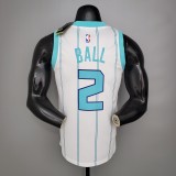 NBA Men New Season Charlotte Hornets #2 BALL White Jersey High Quality Name and Number Print