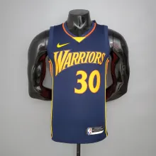 NBA Men Season 2021 Golden State Warriors Up-and-coming Star Dark Blue #30 CURRY Jersey High Quality Name and Number Print