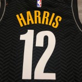 NBA Men Season 2021 Brooklyn Nets Black City #12 HARRIS Jersey High Quality Name and Number Print