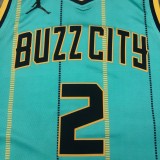 NBA Men Season 2021 Charlotte Hornets #2 BALL Green City Jersey High Quality Name and Number Print