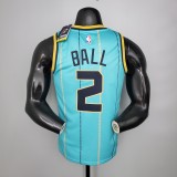 NBA Men Season 2021 Charlotte Hornets #2 BALL Green City Jersey High Quality Name and Number Print