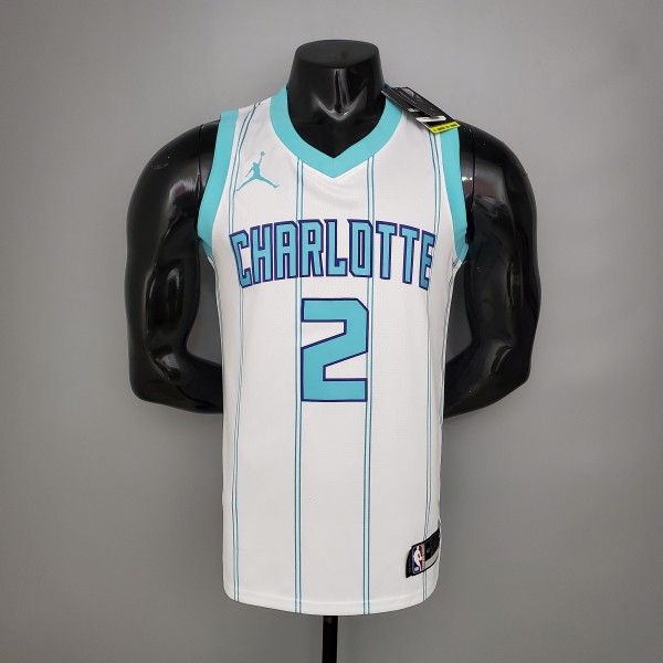 NBA Men New Season Charlotte Hornets #2 BALL White Jersey High Quality Name and Number Print