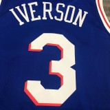 NBA Men Philadelphia 76ers Blue #3 IVERSON Jersey High Quality Name and Number Print