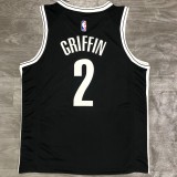 NBA Men New Brooklyn Nets Black #2 GRIFFIN Jersey High Quality Name and Number Print