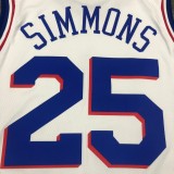 NBA Men Philadelphia 76ers White #25 SIMMONS Jersey High Quality Name and Number Print