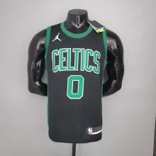 NBA Season 2021 Boston Celtics Black with Green Name #0 TATUM Jersey High Quality Name and Number Print