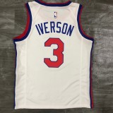 NBA Men Philadelphia 76ers 19-20 Season White #3 IVERSON Jersey High Quality Name and Number Print