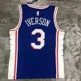 NBA Men Philadelphia 76ers Blue #3 IVERSON Jersey High Quality Name and Number Print