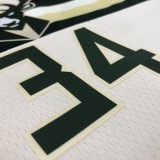 NBA Men Milwaukee Bucks Beige #34 ANTETOKOUNMPO Jersey High Quality Name and Number Print