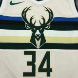 NBA Men Milwaukee Bucks Beige #34 ANTETOKOUNMPO Jersey High Quality Name and Number Print