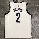 NBA Men New Brooklyn Nets White #2 GRIFFIN Jersey High Quality Name and Number Print